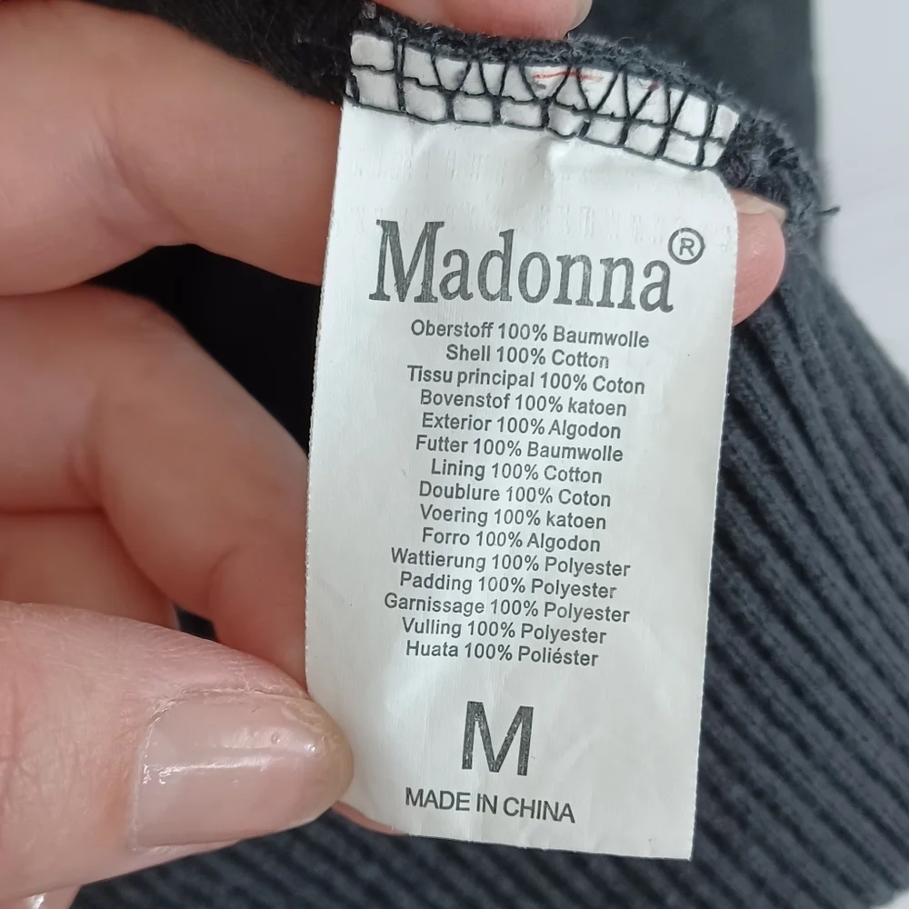 Madonna Winter Girls Medium 8/10 Casual Black Zipper Top Streetwear Coat Jacket